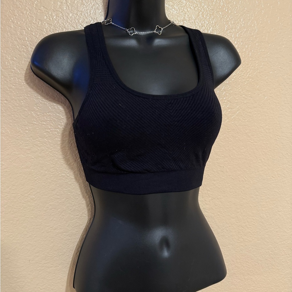 Velocity Black Textured Sports Bra